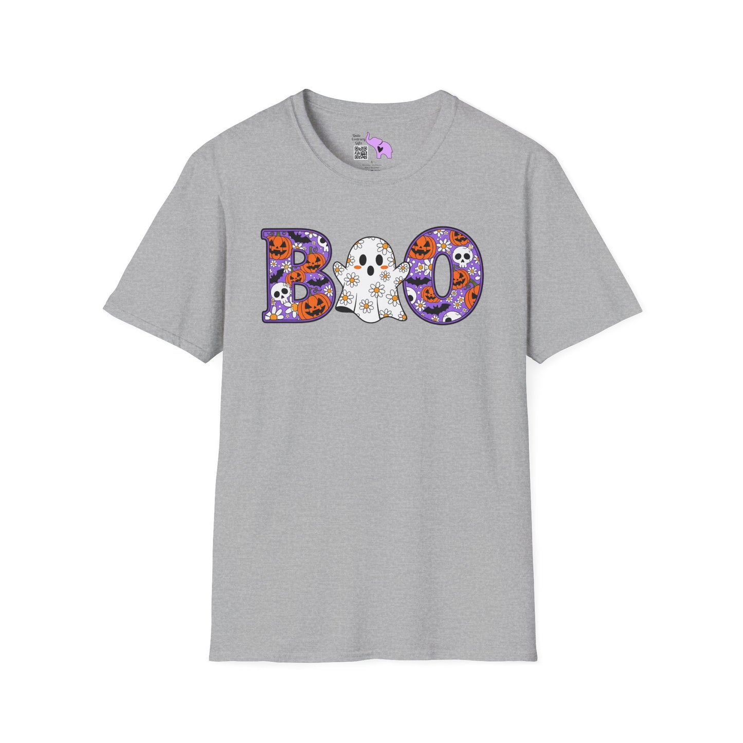 Cute Floral Boo w/Ghost Adult T-shirt