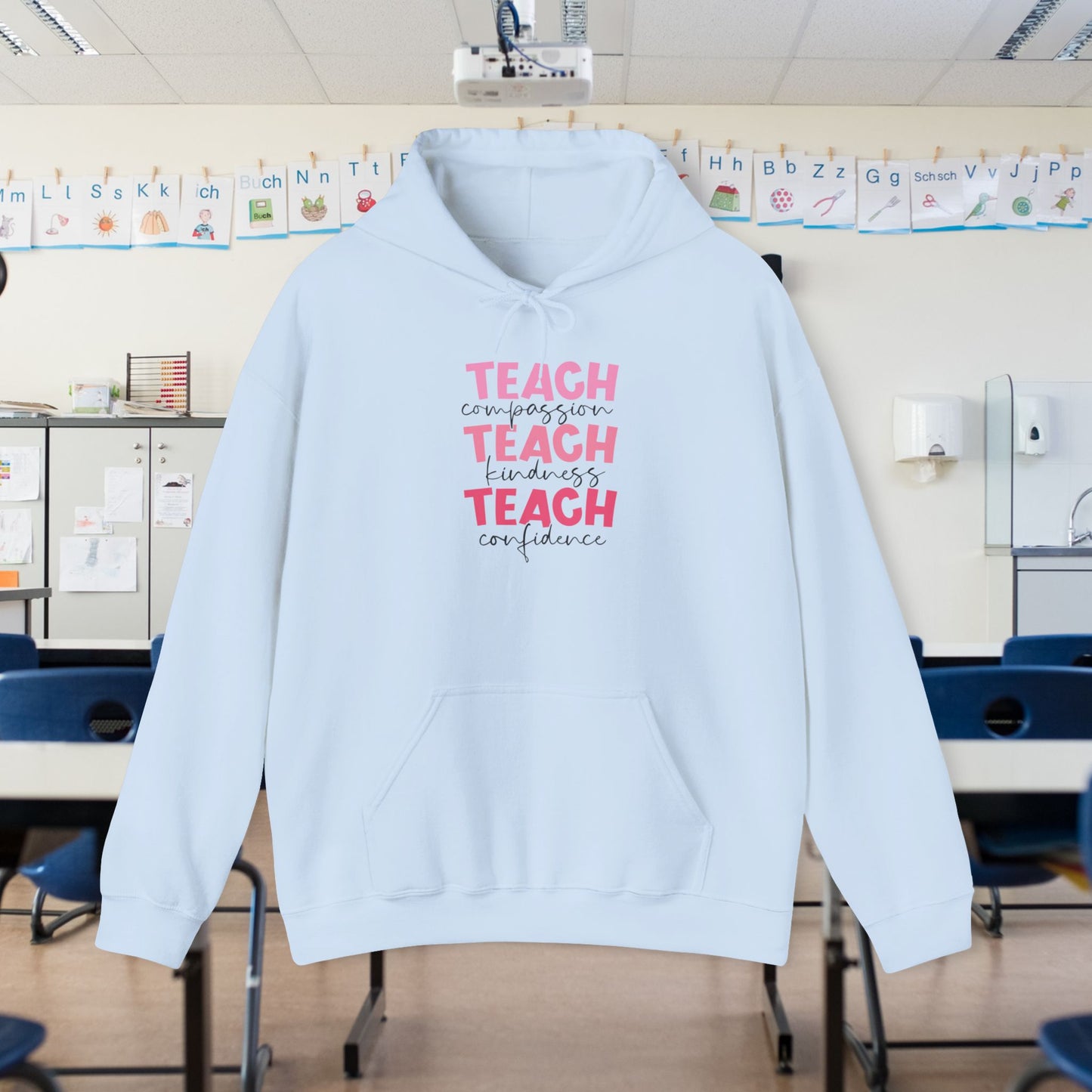 Teach Compassion, Kindness, Confidence Heavy Blend™ Hooded Sweatshirt