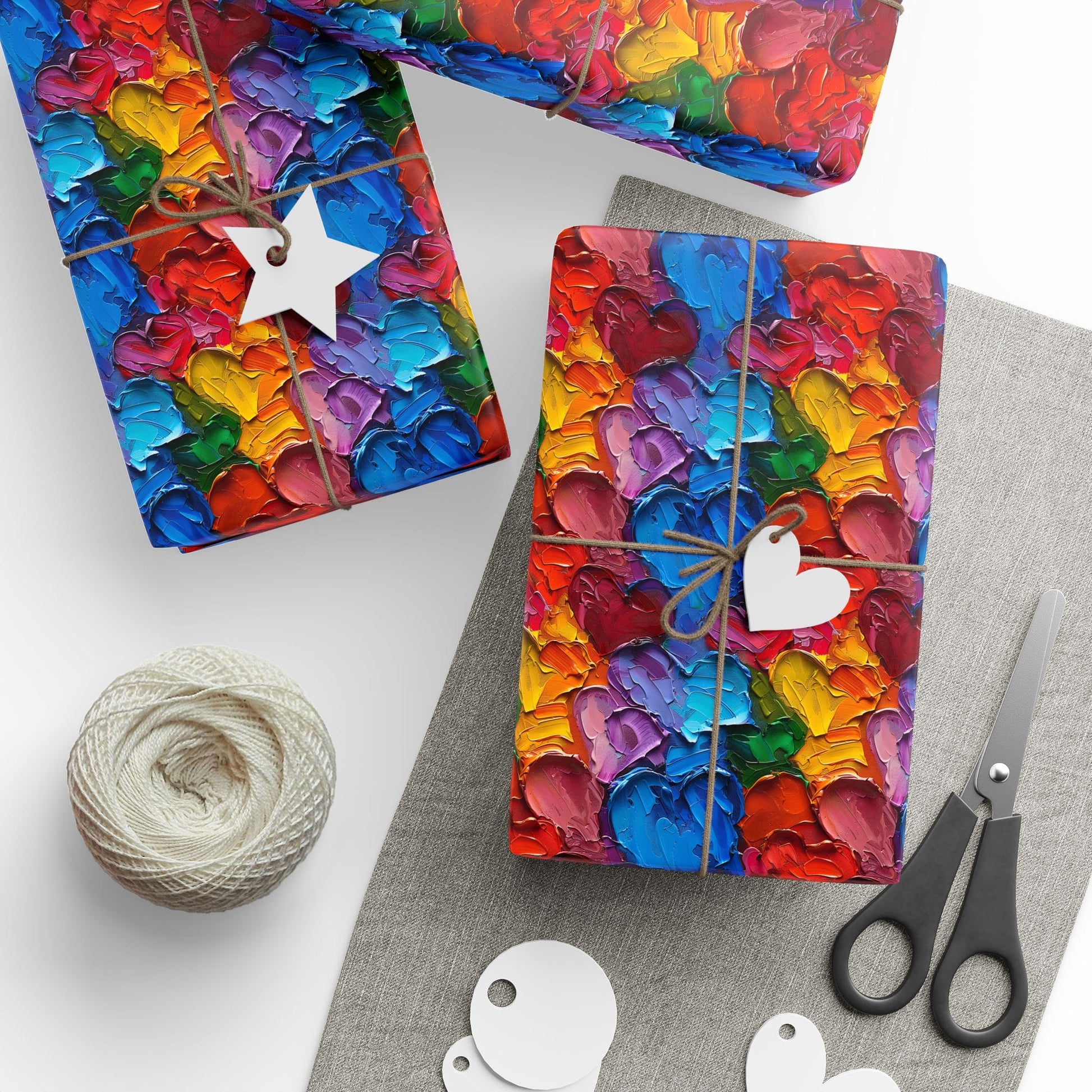 Palette Knife Hearts Wrapping Paper