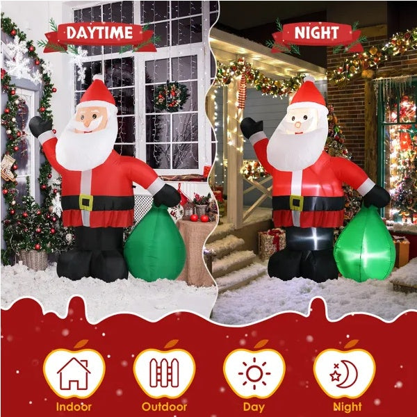 Santa Claus With Large Gift Bag 6 FT LED Inflatable