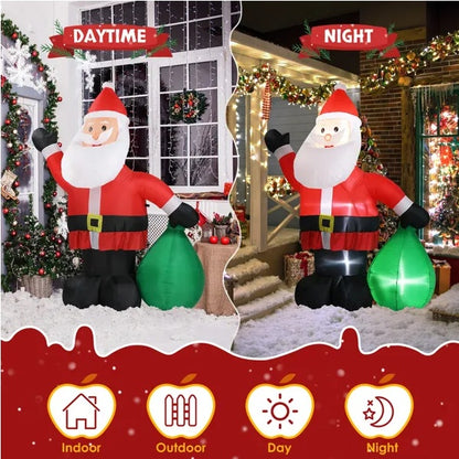 Santa Claus With Large Gift Bag 6 FT LED Inflatable