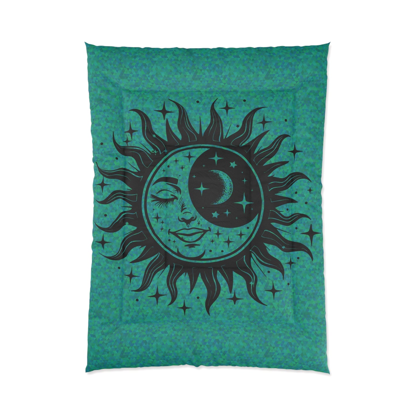 Sun & Moon Over Teal Comforter