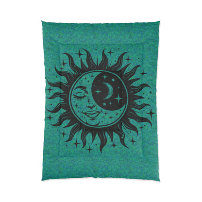 Sun & Moon Over Teal Comforter