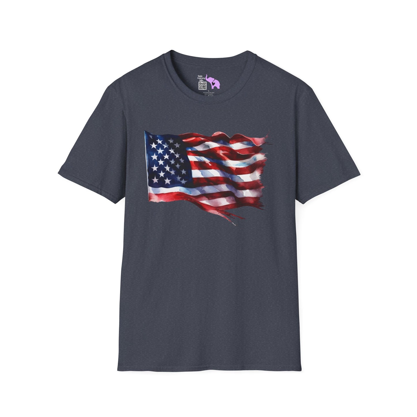 Waving American Flag Adult T-Shirt