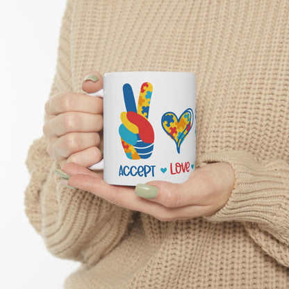 Autism Accept Love Understand Ceramic Mug, (11oz, 15oz)