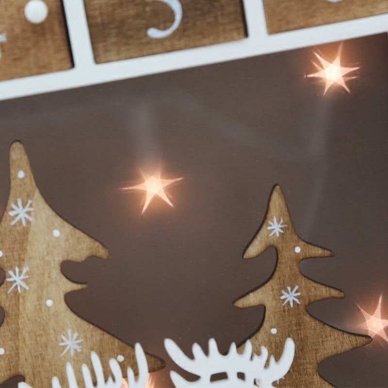 Wooden Advent Calendar with Drawers – Santa Sleigh & Reindeer Silhouette