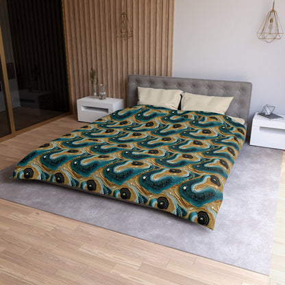 Gilded Ocean Veins Microfiber Duvet Cover