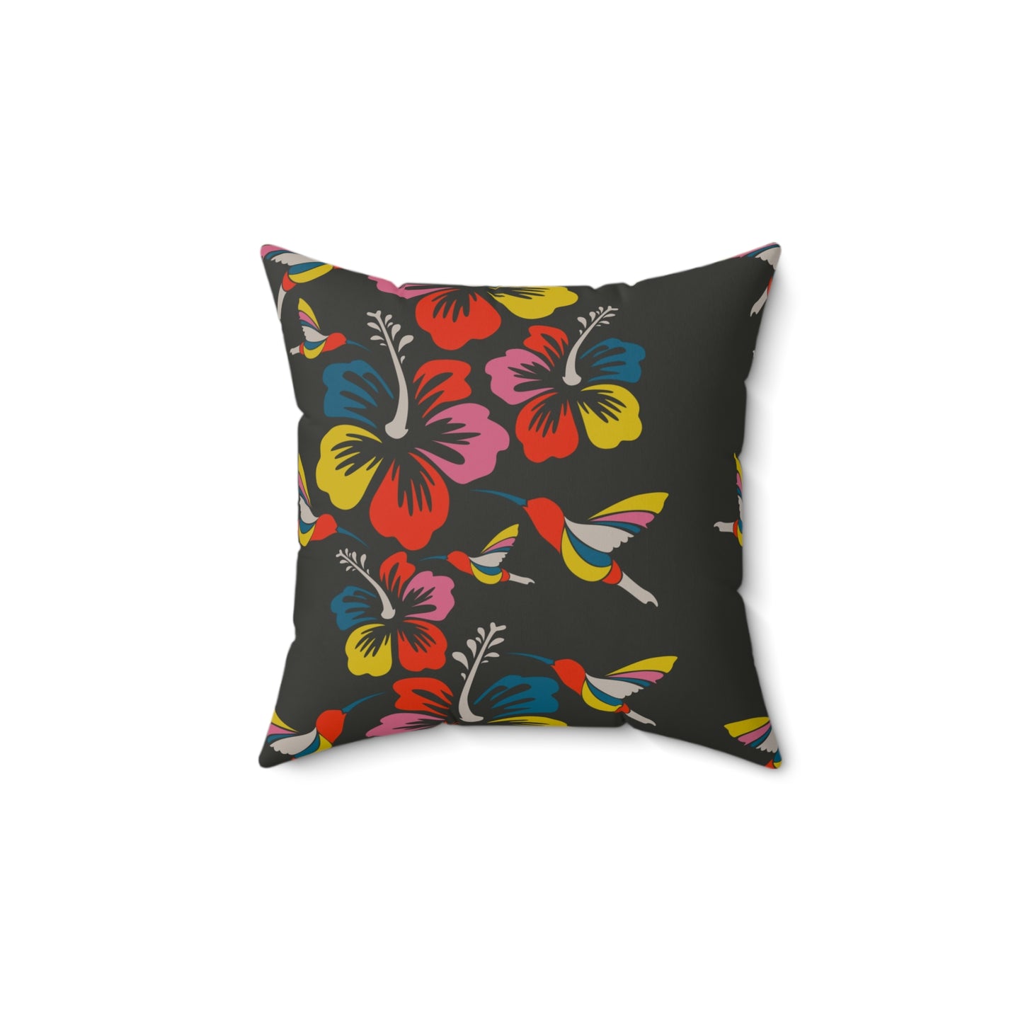 Hummingbirds & Hibiscus Flowers Throw Pillow