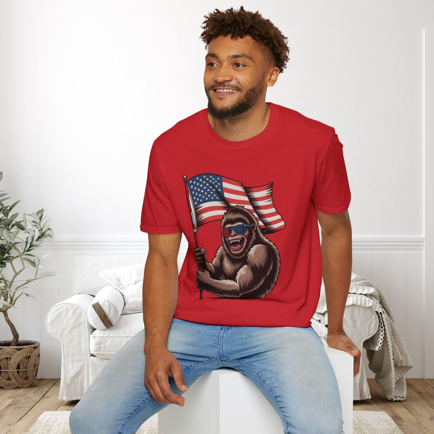 Patriotic Bigfoot Adult T-shirt