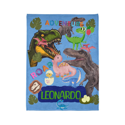 Custom Name Dinosaur Soft Polyester Blanket