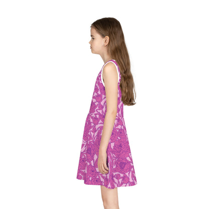 Blush Peony Garden Girls' Sleeveless Sundress