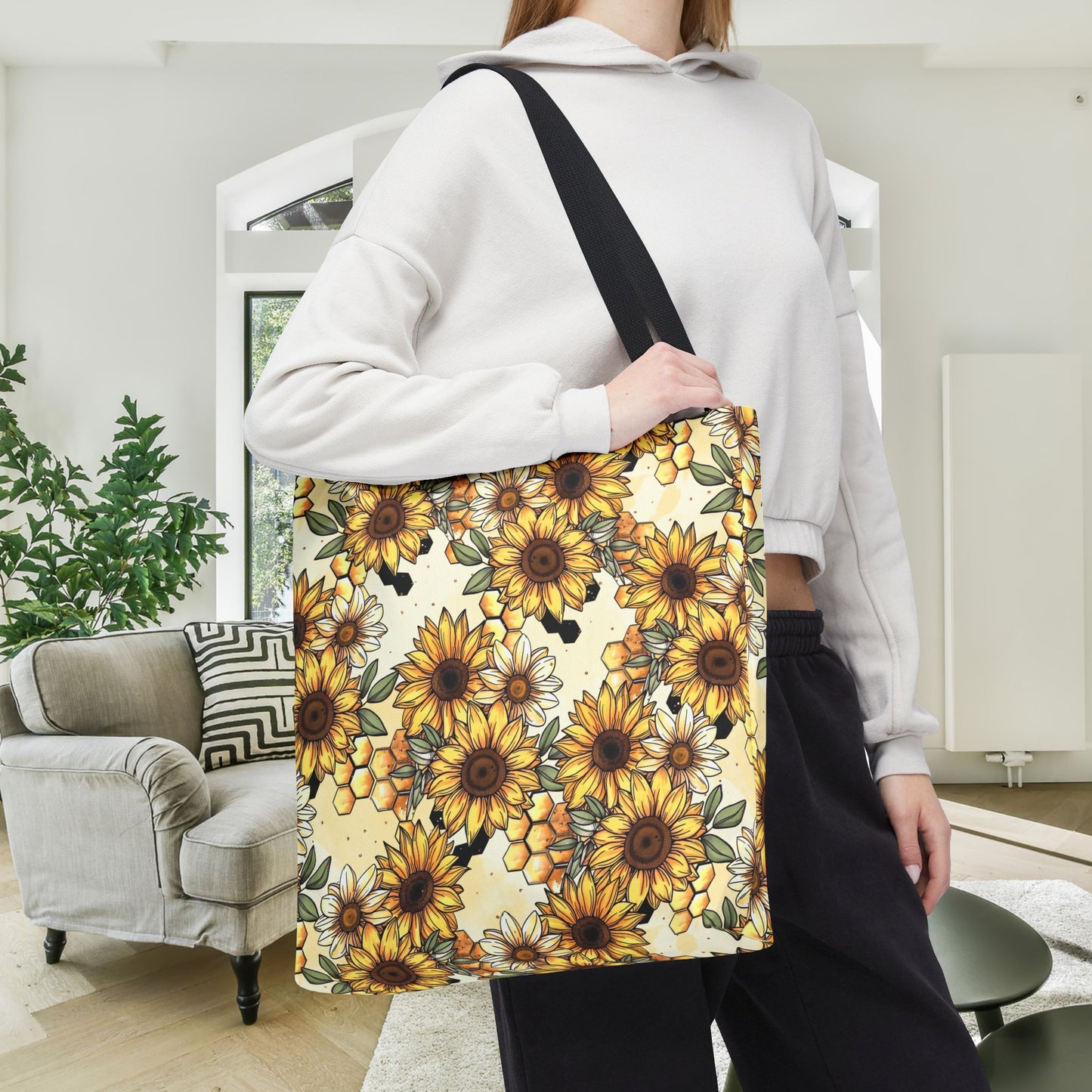 Honeycombs & Sunflowers Canvas Tote Bag