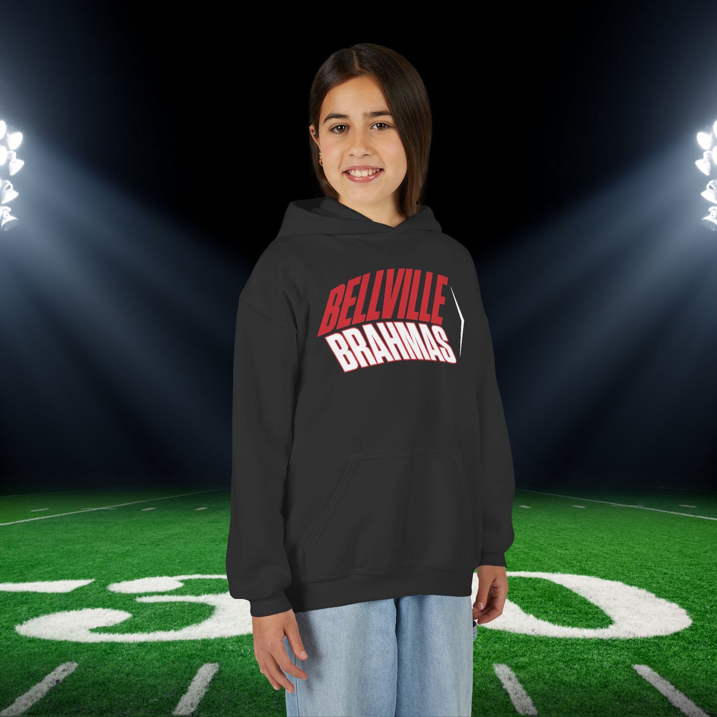 Bellville Brahmas (Angled) Youth Heavy Blend Hoodie