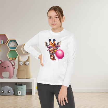 Girraffe Blowing Bubble Youth Long Sleeve Tee