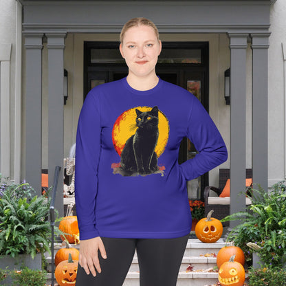 Black Cat Over Moon Adult Long Sleeve Tee
