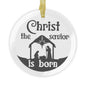 Christ The Savior Is Born (No Background) Glass Ornament