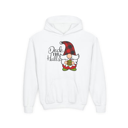 Deck the Halls Plaid Gnome Youth Hoodie