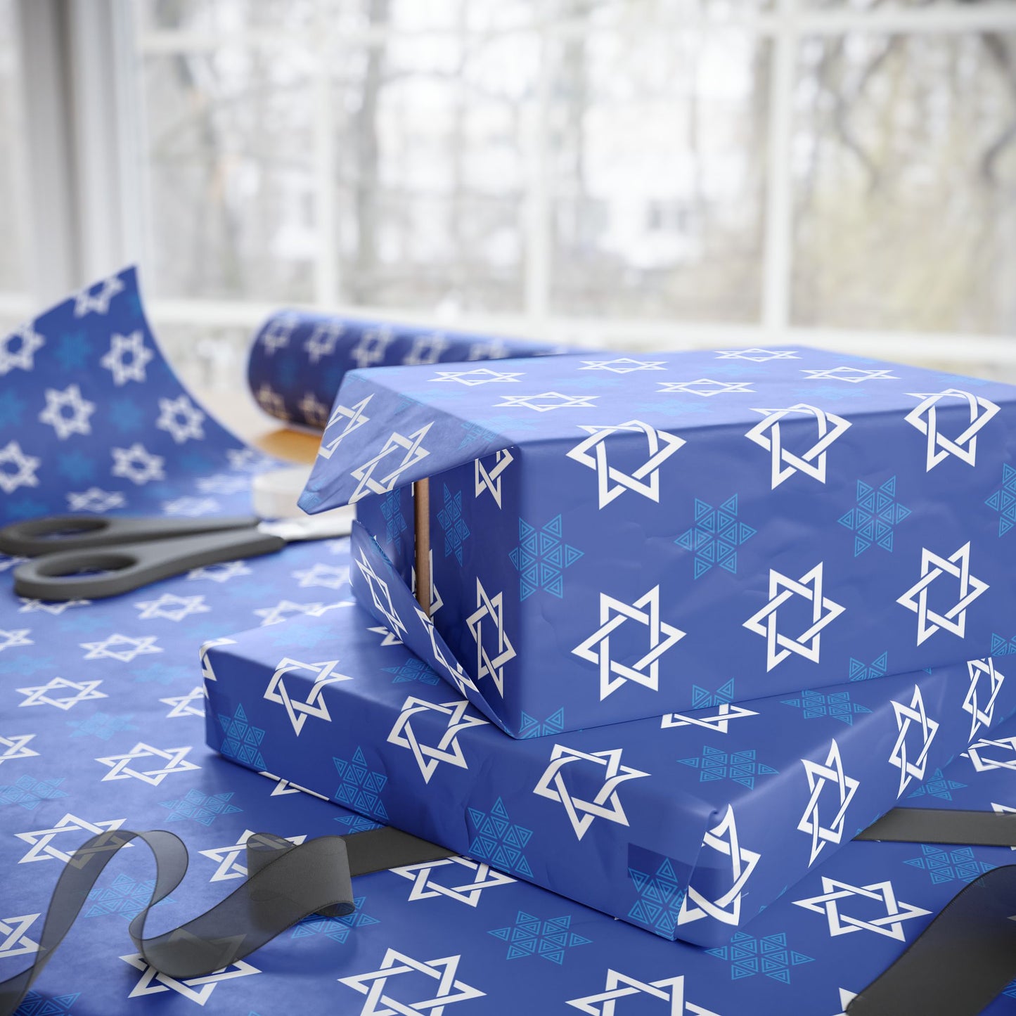 Star of David 4 Hanukkah Wrapping Paper