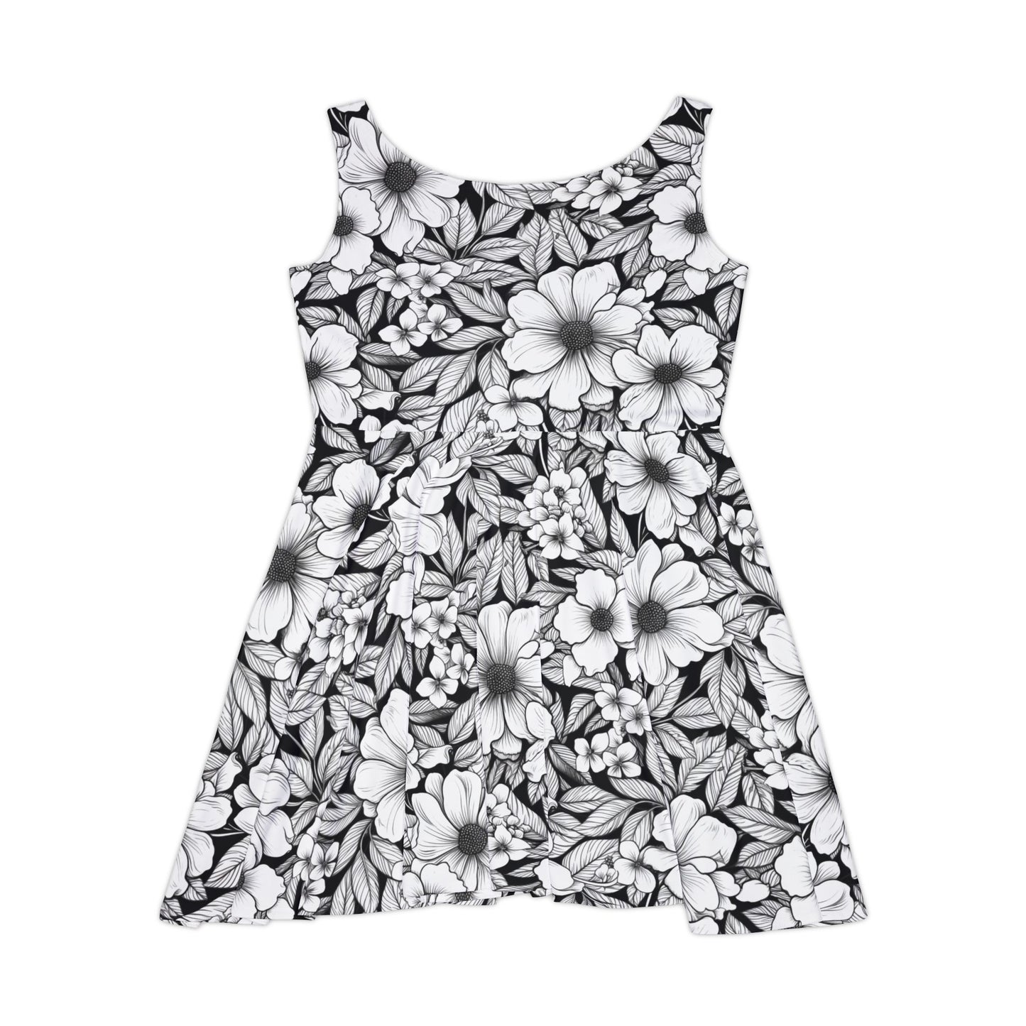 Black & White Forget-Me-Nots Women's Skater Dress