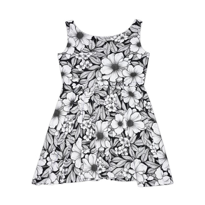 Black & White Forget-Me-Nots Women's Skater Dress