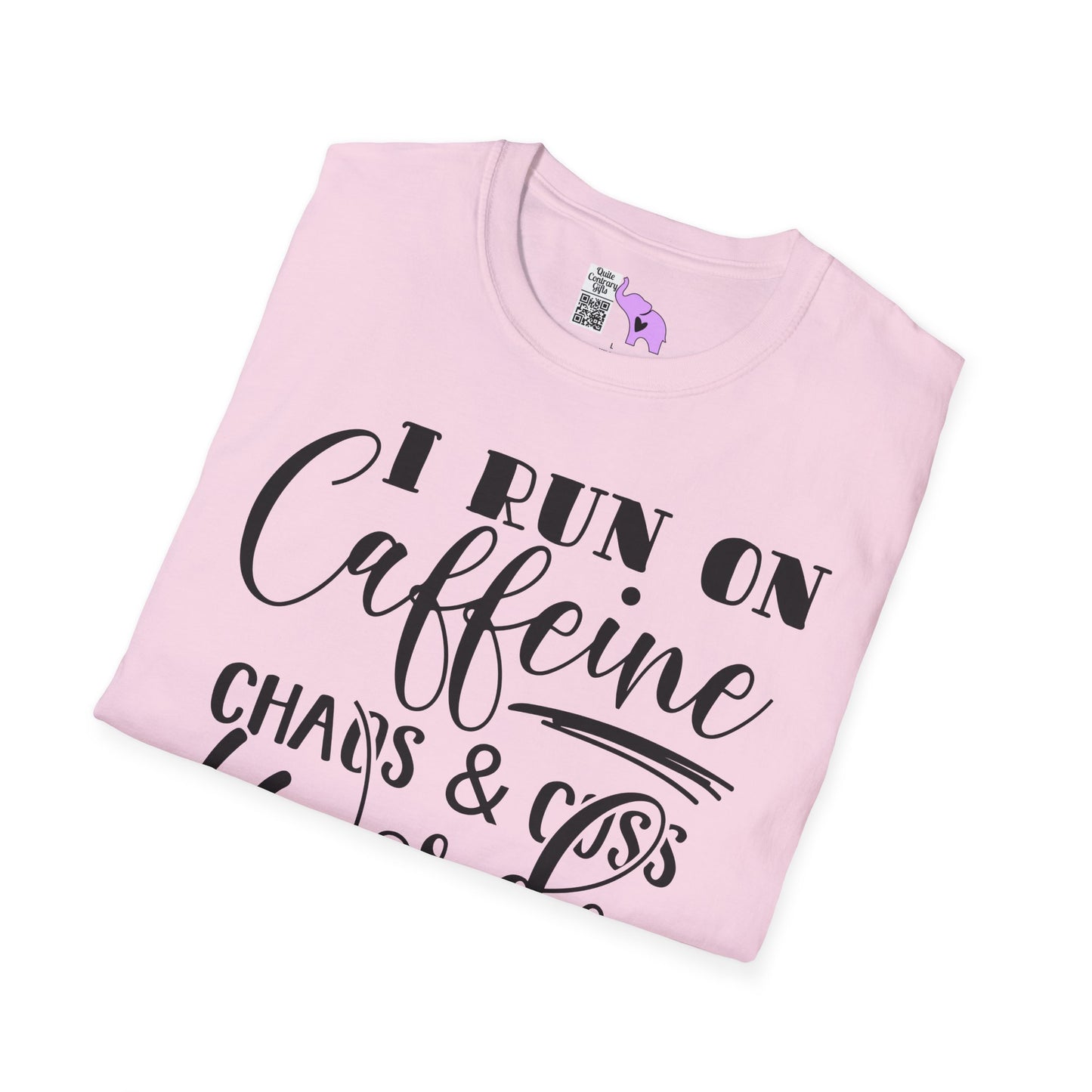 I Run On Caffeine Chaos and Cuss Words Adult T-shirt