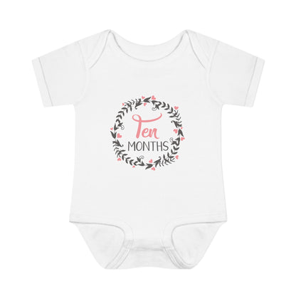 Pink Milestone Wreath Onesie-Ten Months