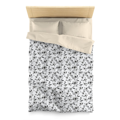 Black & White Five Petal Floral Duvet Bedding Set