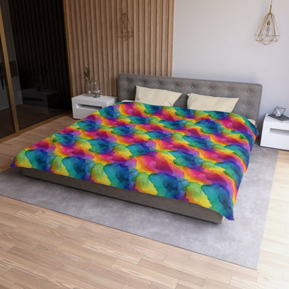 Rainbow Watercolors Microfiber Duvet Cover