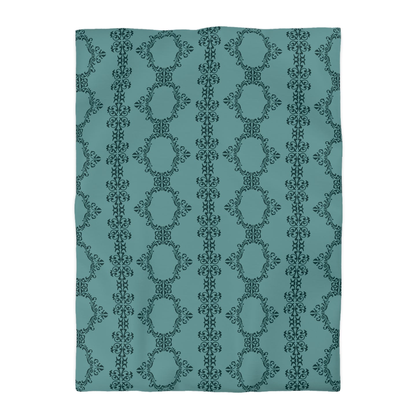 Teal Lace Pattern Microfiber Duvet Cover