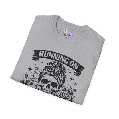 Running On Caffeine & Sarcasm Adult T-shirt