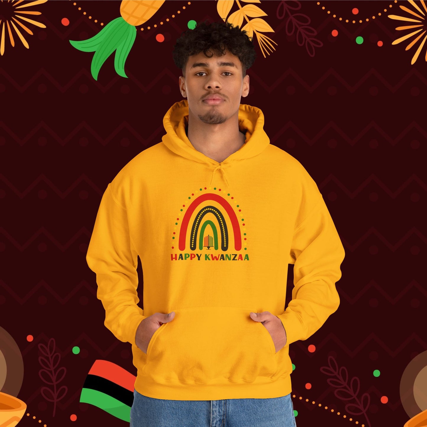 Happy Kwanzaa Arch Adult Heavy Blend™ Hooded Sweatshirt