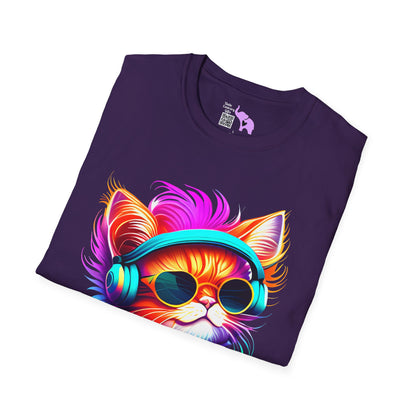 Cool Kitten w/Headphones Adult T-shirt