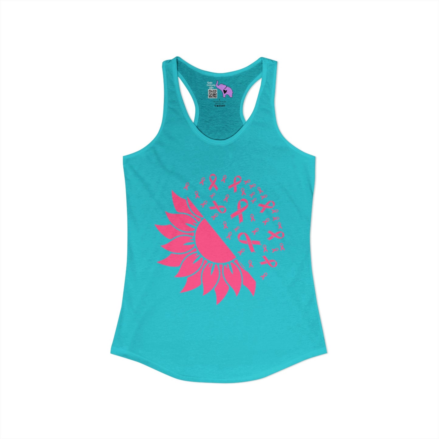 Sunflower & Butterflies Breast Cancer Awareness Women's Ideal Racerback Tank