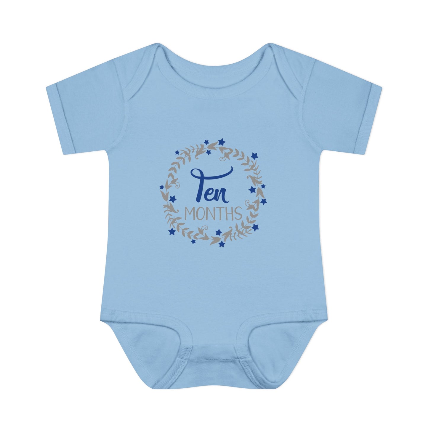 Blue Milestone Wreath Onesie-Ten Months
