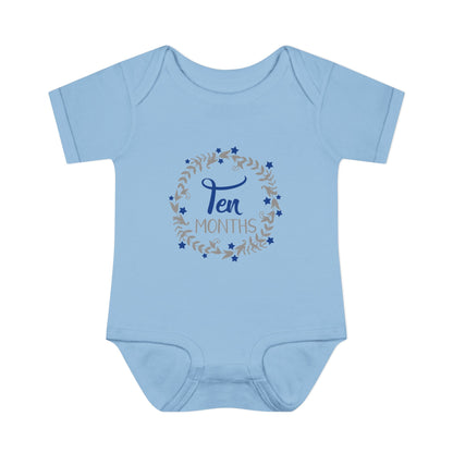 Blue Milestone Wreath Onesie-Ten Months