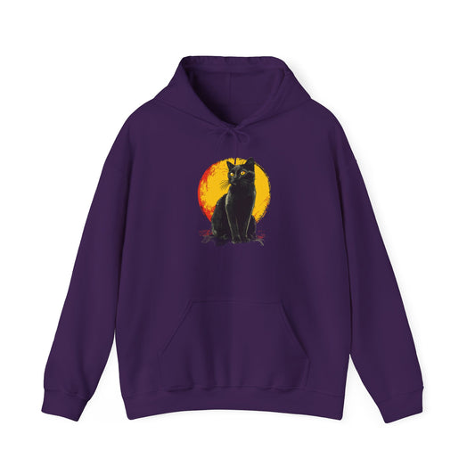 Black Cat Over Moon Heavy Blend™ Hooded Sweatshirt