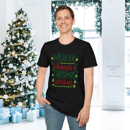 Mistletoe Kisses Christmas Wishes Adult T-shirt