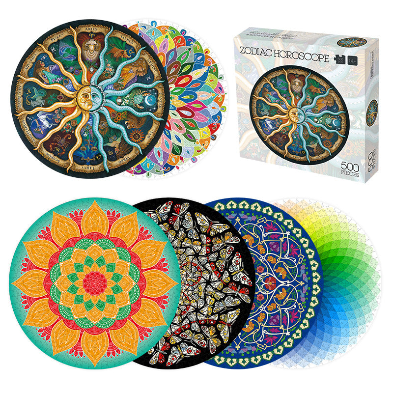 Artistic Round Puzzle Collection – Colorful 500 Piece Designs