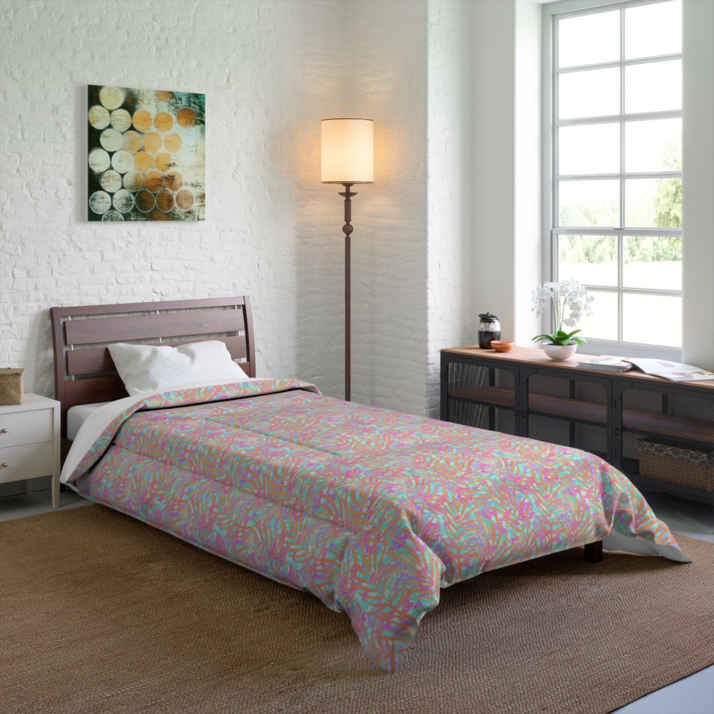 Tropical Sunset Palms Comforter