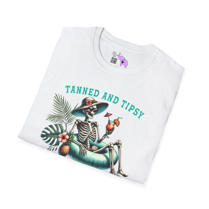 Tanned & Tipsy Skeleton Adult T-shirt