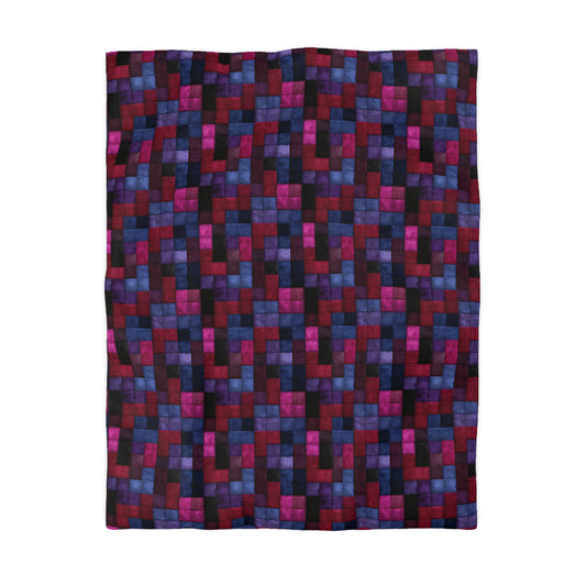 Velvet Mosaic Print Microfiber Duvet Cover