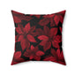 Midnight Poinsettia Garden Throw Pillow