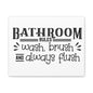 Bathroom Rules Wash Brush & Always Flush Canvas Art