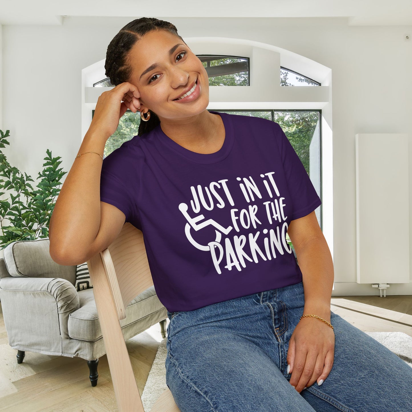 Just In It For The Parking (Wheelchair User) Adult T-shirt