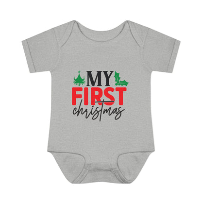 My First Christmas Infant Baby Rib Bodysuit