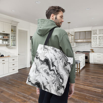 Frost Veil Marble Canvas Tote Bag