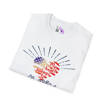 My Heart Belongs To America Adult T-shirt
