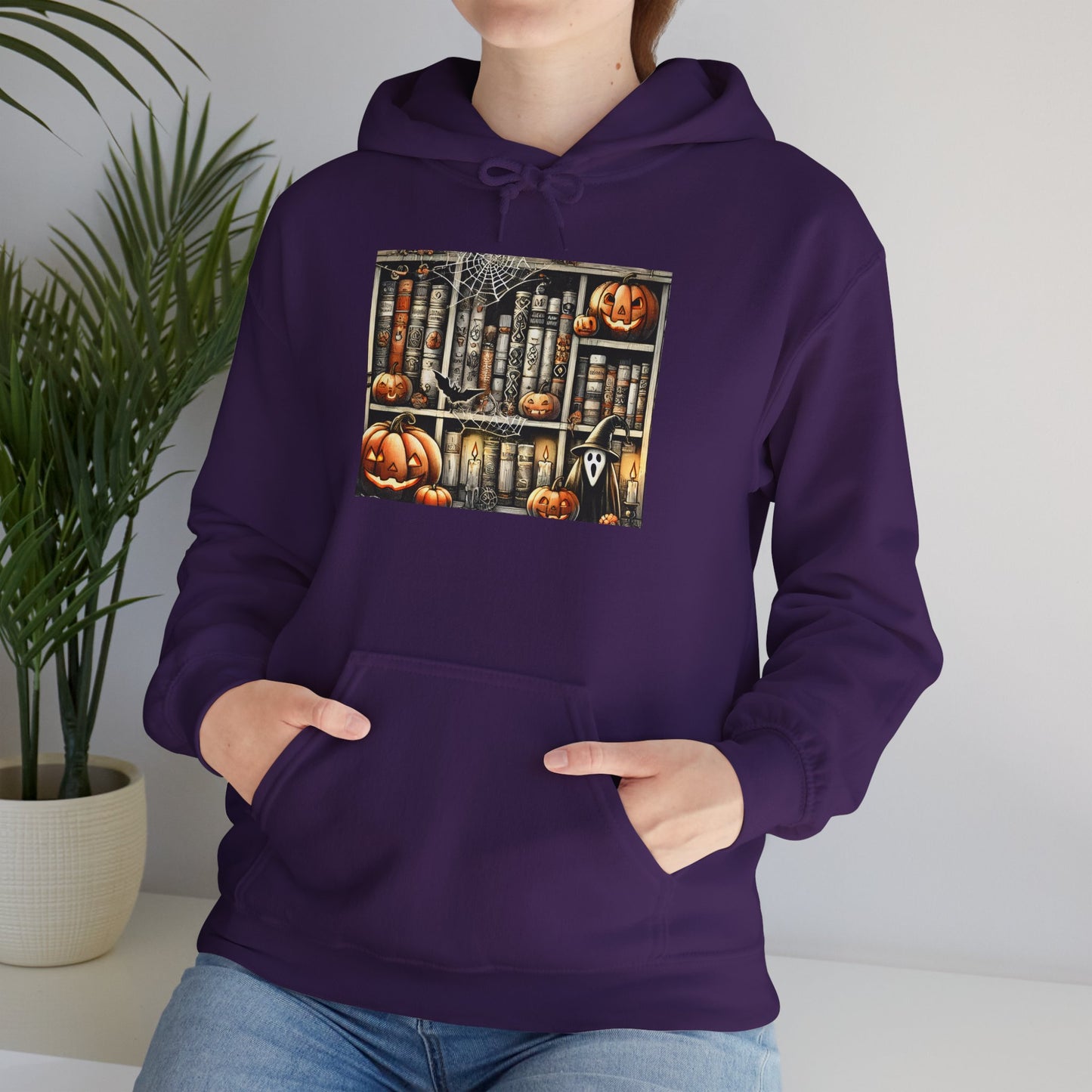 Spooky Book Shelf Heavy Blend™ Hooded Sweatshirt