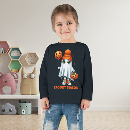 Spooky Season Ghost Trick-or-Treater Toddler Long Sleeve Tee
