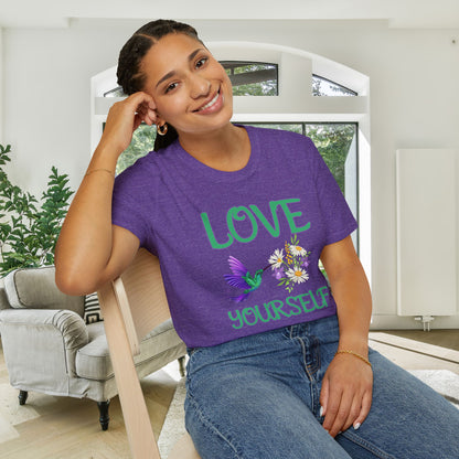 Love Yourself w/Hummingbird Adult T-shirt
